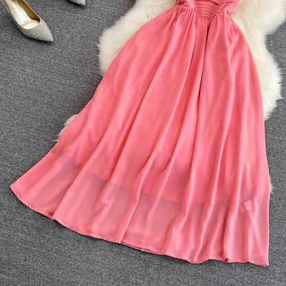 Pink Chiffon Short Dress A Line Fashion Dress RF0054