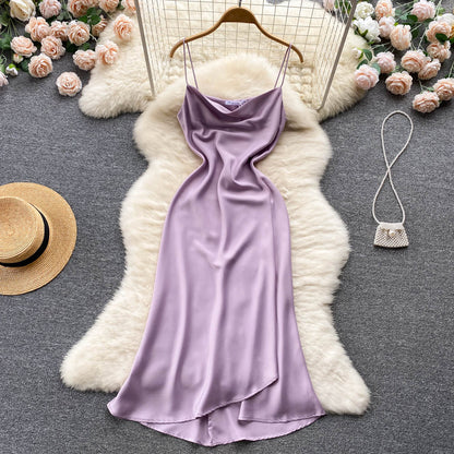 Lila Satin Modekleid RF0052