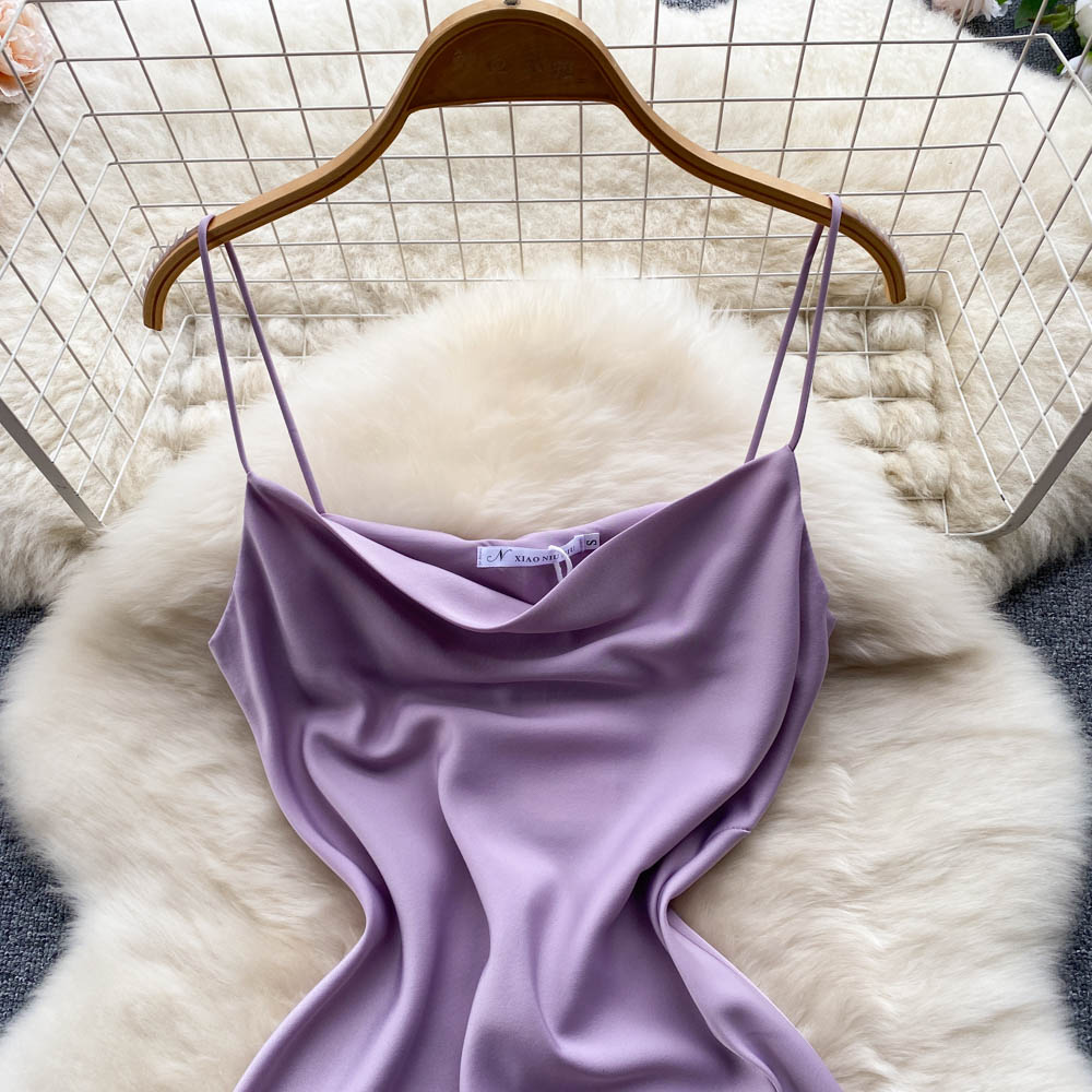 Lila Satin Modekleid RF0052