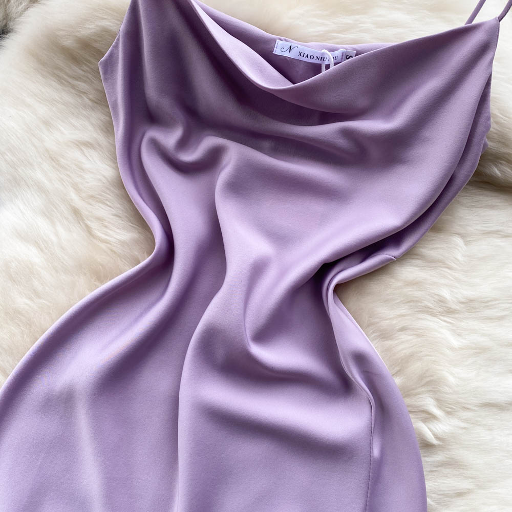 Lila Satin Modekleid RF0052