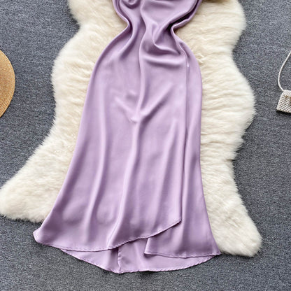 Lila Satin Modekleid RF0052