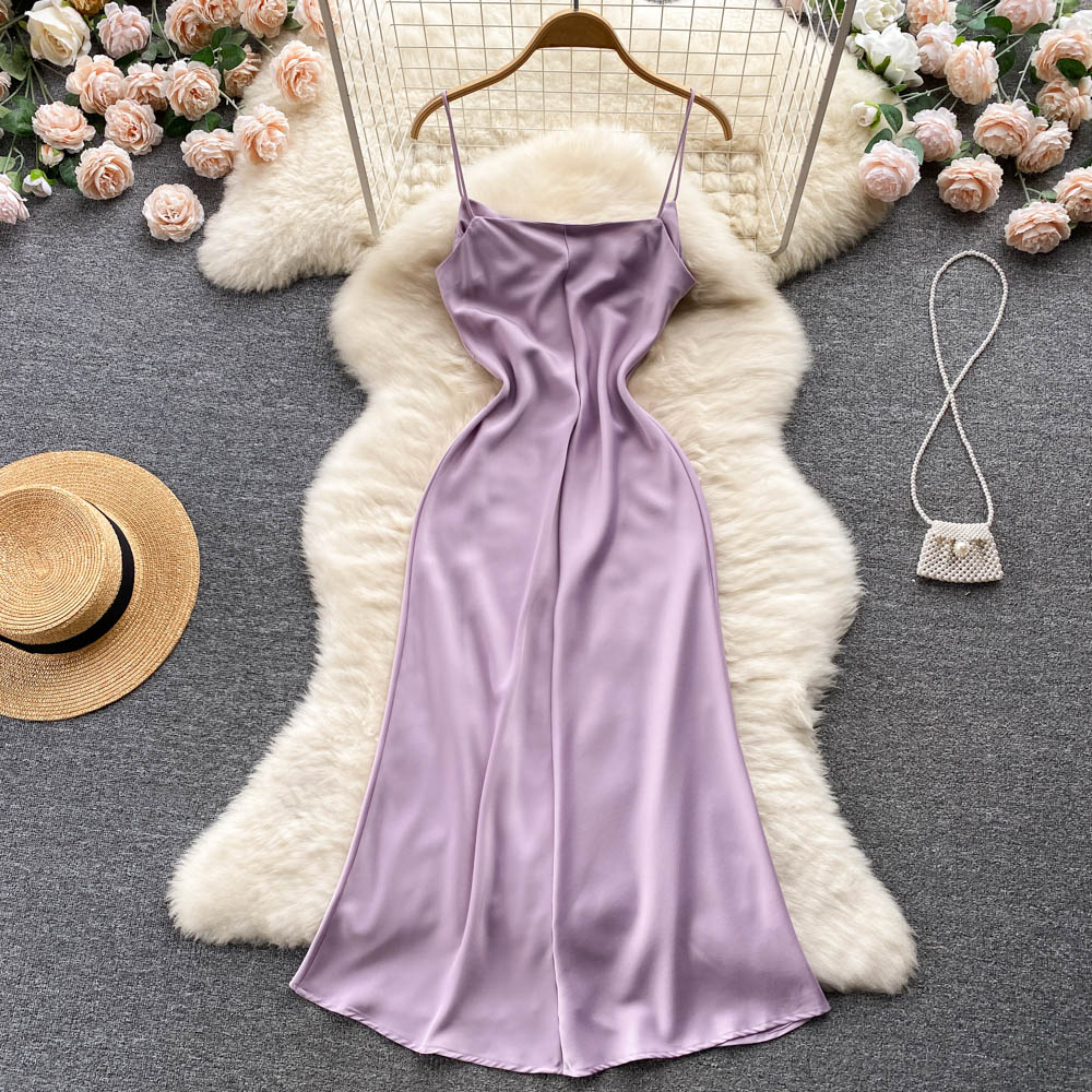 Lila Satin Modekleid RF0052