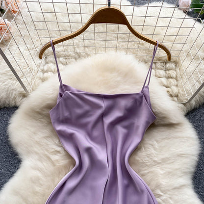 Lila Satin Modekleid RF0052