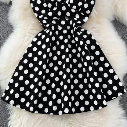 Sexy A-line V-neck Polka-dot Dress Fashion Dress RF0045