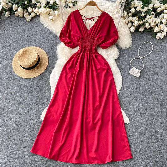 Cute V-neck A-line Dress Fashion Dress RF0044