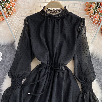 Black A-line Long Sleeve Dress Fashion Dress RF0042