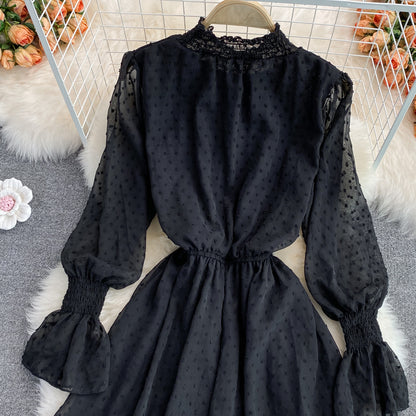 Black A-line Long Sleeve Dress Fashion Dress RF0042