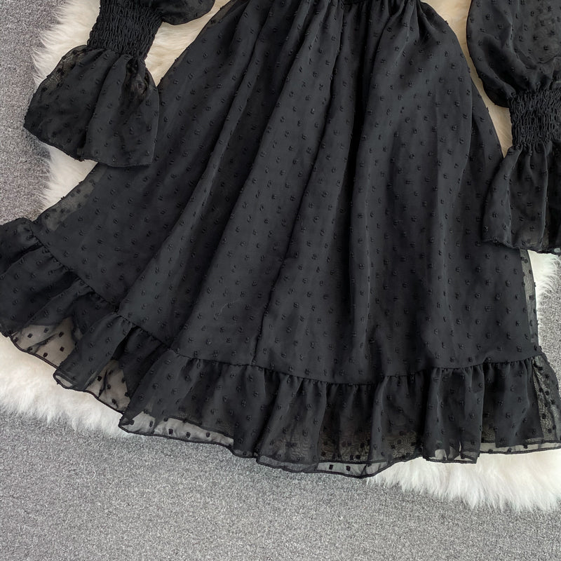 Black A-line Long Sleeve Dress Fashion Dress RF0042