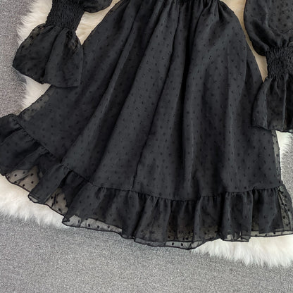 Black A-line Long Sleeve Dress Fashion Dress RF0042