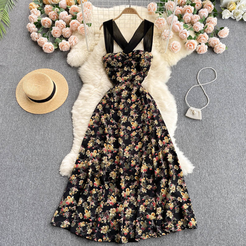 Black A-line Floral Dress Fashion Dress BF0029