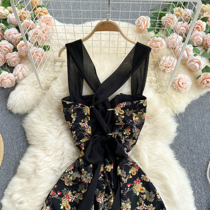 Black A-line Floral Dress Fashion Dress BF0029