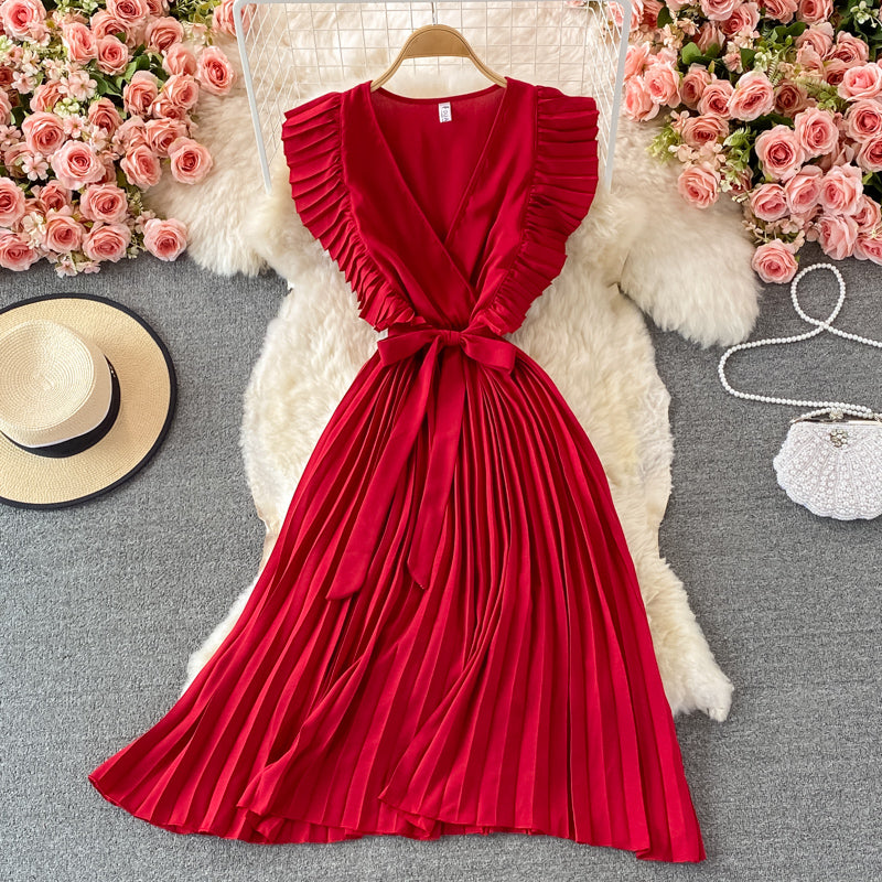 Simple V-neck Chiffon Short Dress Fashion Dress RF0027