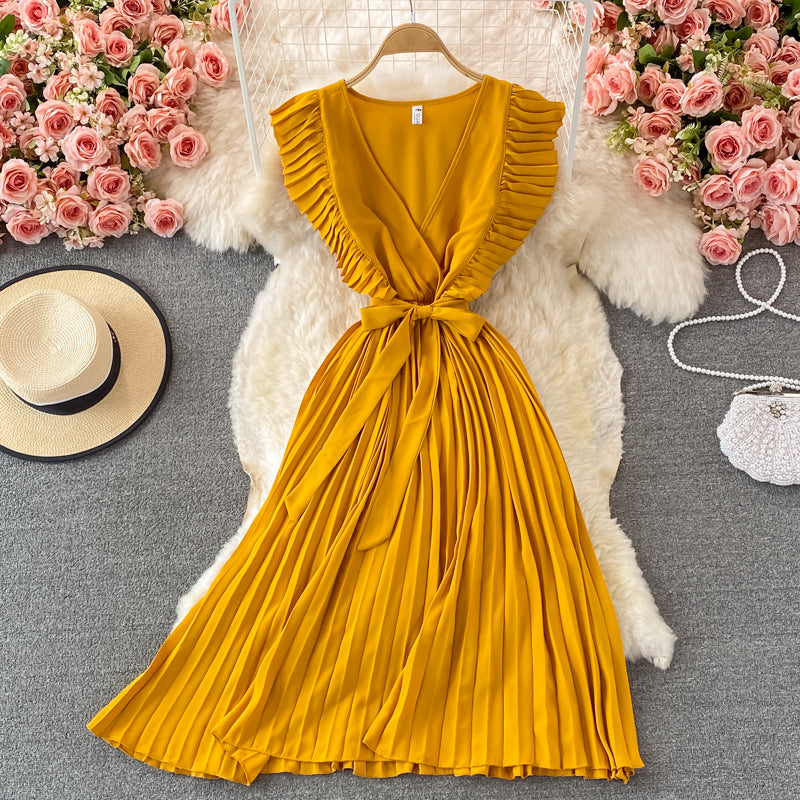 Simple V-neck Chiffon Short Dress Fashion Dress RF0027