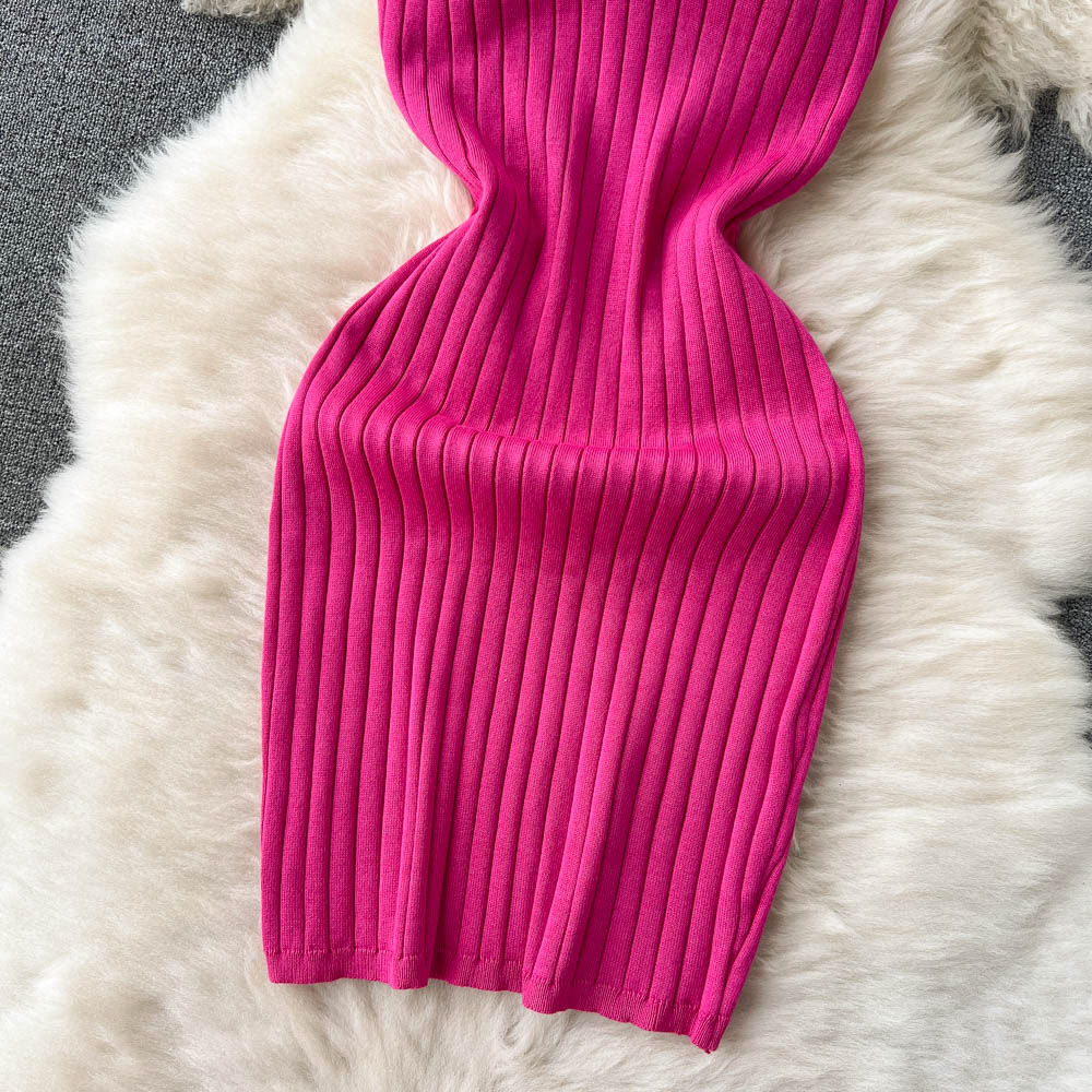 Stylish Knit Spaghetti Strap Short Dress RF0024