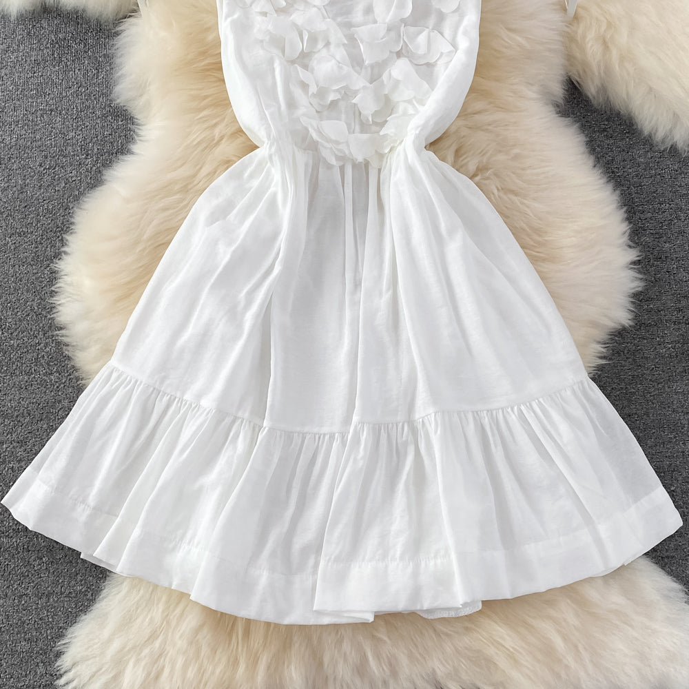 Weißes A-Linien-Kurzkleid Fashion Dress RF0023