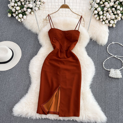Einfaches Spaghettiträger-Kurzkleid, modisches Kleid RF0022