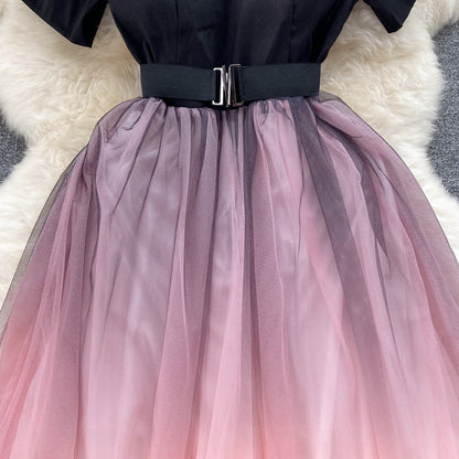 Black And Pink Tulle Short A Line Dress Fashion Dress RF0021