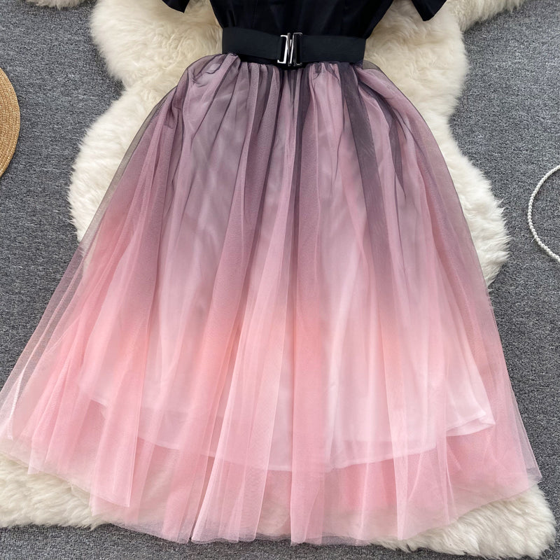 Black And Pink Tulle Short A Line Dress Fashion Dress RF0021
