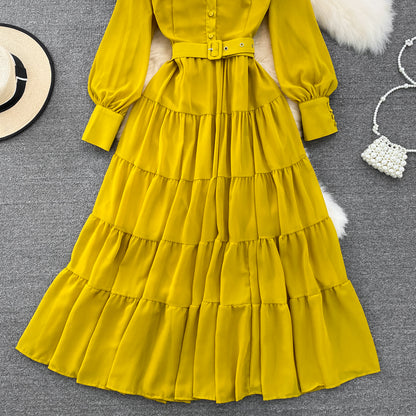 Cute Chiffon Long Sleeve Dresses, A-line Fashion Girl Dresses RF0019