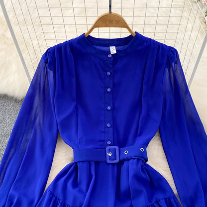 Cute Chiffon Long Sleeve Dresses, A-line Fashion Girl Dresses RF0019