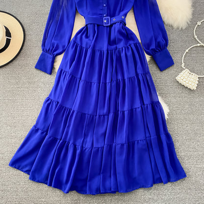Cute Chiffon Long Sleeve Dresses, A-line Fashion Girl Dresses RF0019
