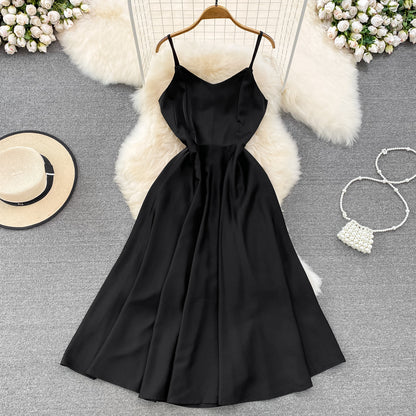 Simple V-neck Long Dresses, A-line Spaghetti Straps Party Dresses RF0017