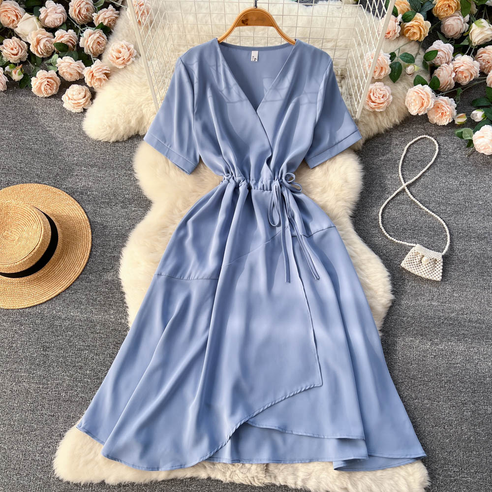 Lovely V-neck Short Dress, A-line Girl Fashion Dress RF0016