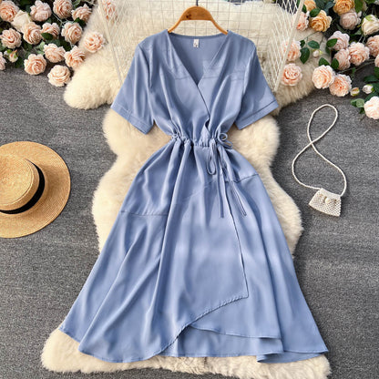 Lovely V-neck Short Dress, A-line Girl Fashion Dress RF0016