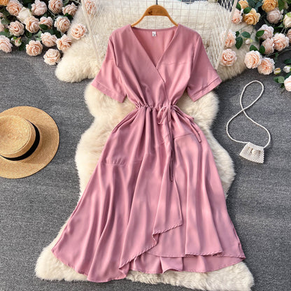 Lovely V-neck Short Dress, A-line Girl Fashion Dress RF0016