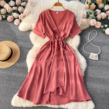 Lovely V-neck Short Dress, A-line Girl Fashion Dress RF0016
