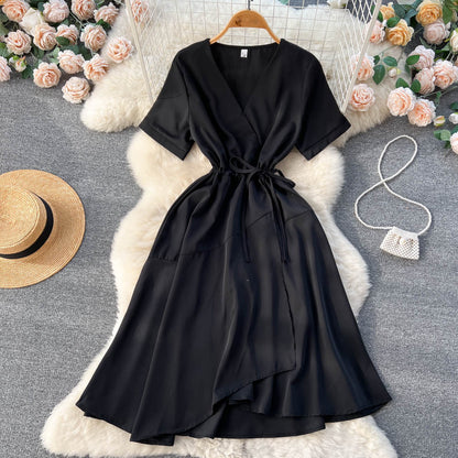 Lovely V-neck Short Dress, A-line Girl Fashion Dress RF0016