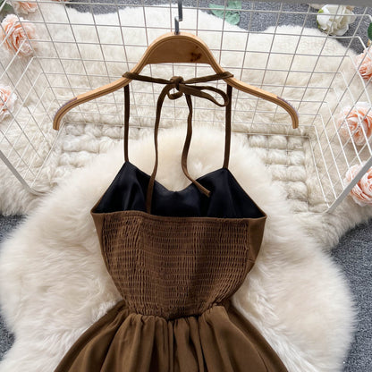 Jolie robe courte à lacets, robe trapèze tendance RF0015