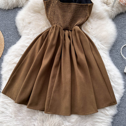 Jolie robe courte à lacets, robe trapèze tendance RF0015