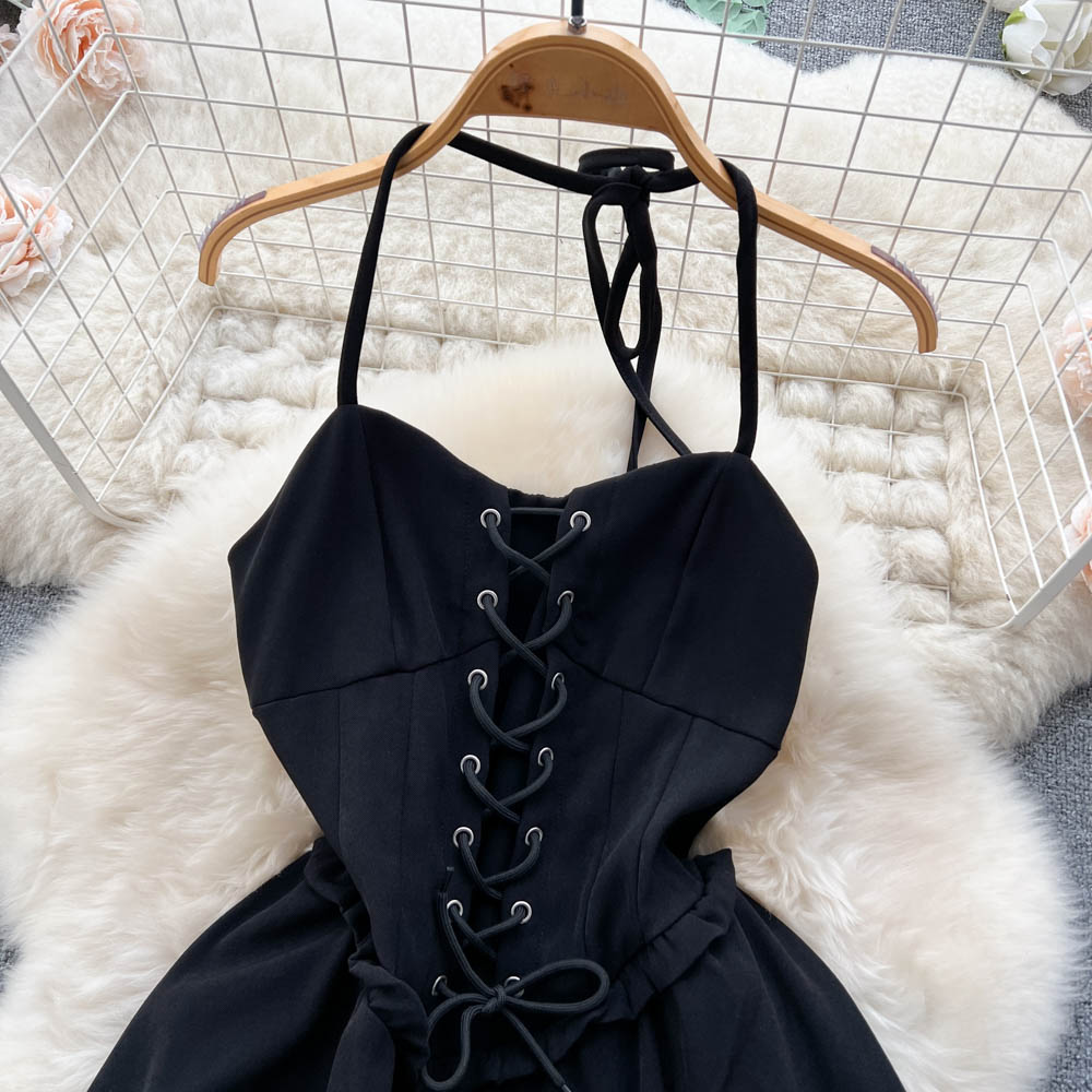 Jolie robe courte à lacets, robe trapèze tendance RF0015