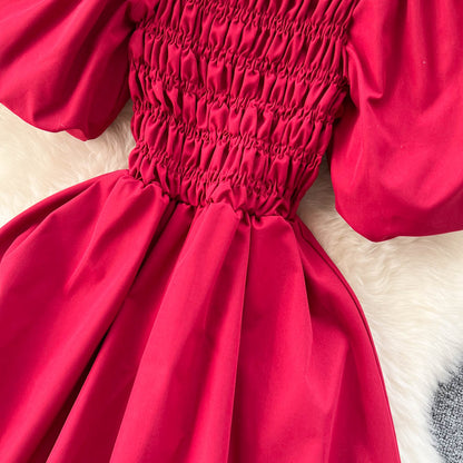 Cute Puff Sleeve Dress, A-line Fashion Girl Dress RF0014