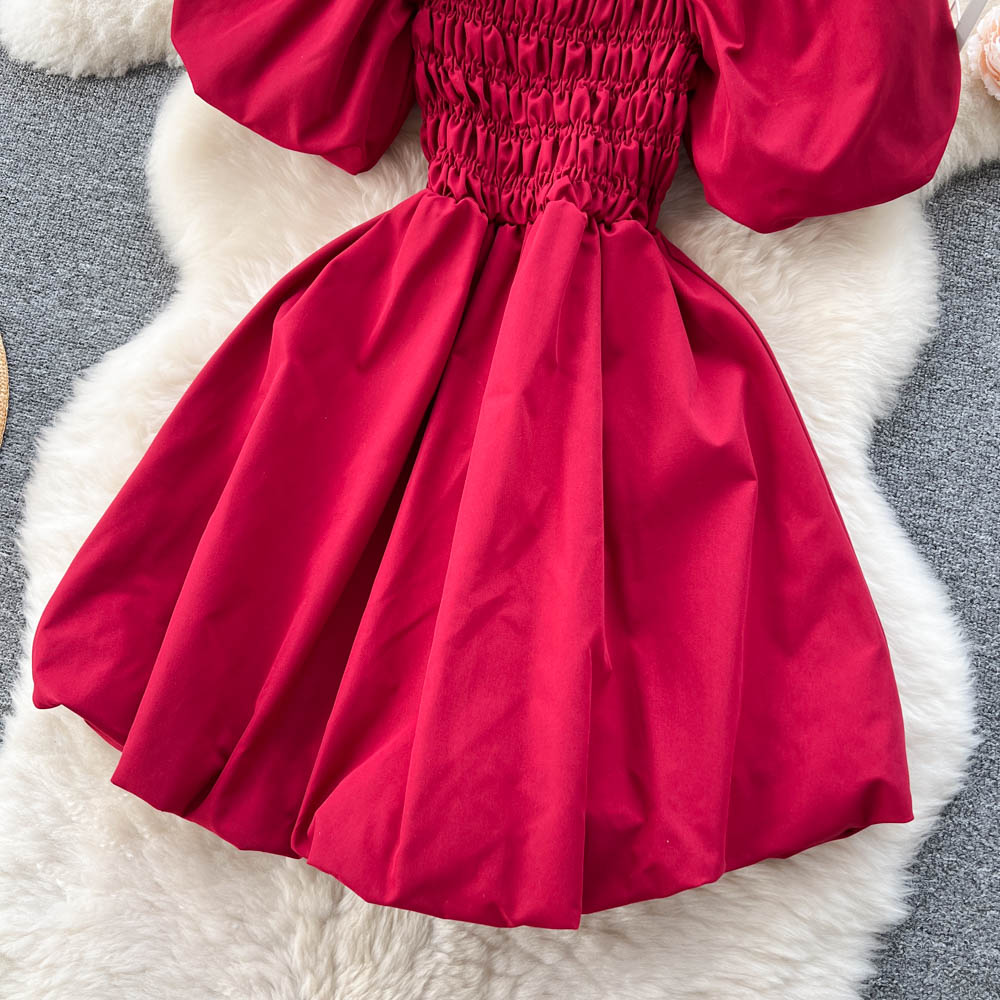 Cute Puff Sleeve Dress, A-line Fashion Girl Dress RF0014