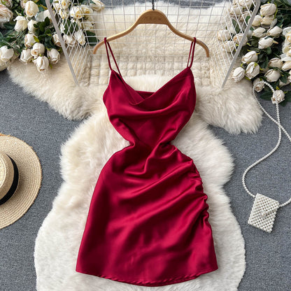 Simple Satin Short Dress, Fashion Dress RF0011
