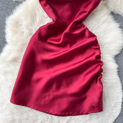 Simple Satin Short Dress, Fashion Dress RF0011