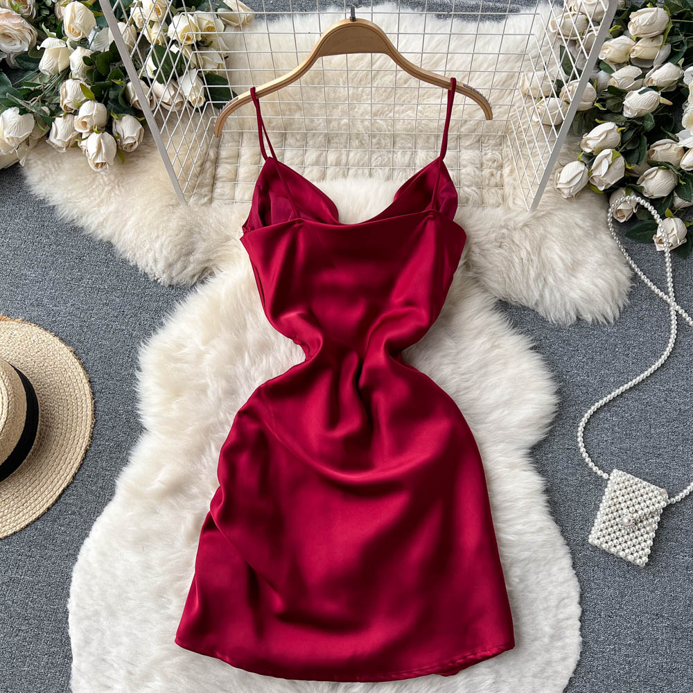 Simple Satin Short Dress, Fashion Dress RF0011