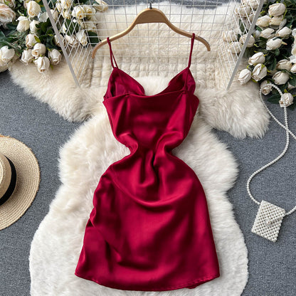 Simple Satin Short Dress, Fashion Dress RF0011