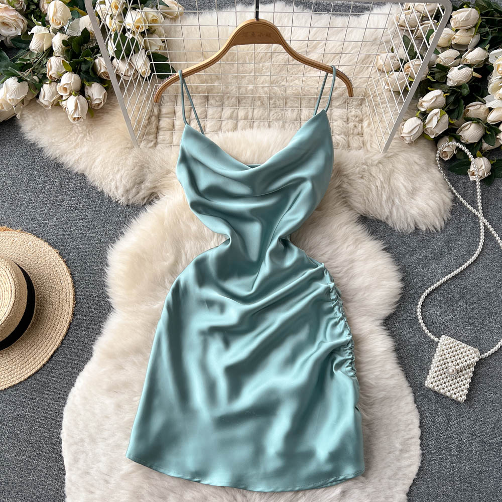 Simple Satin Short Dress, Fashion Dress RF0011