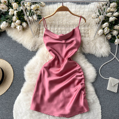 Simple Satin Short Dress, Fashion Dress RF0011