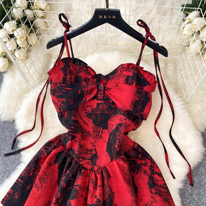 Red A-line Short Dress, Fashion Dress RF0008
