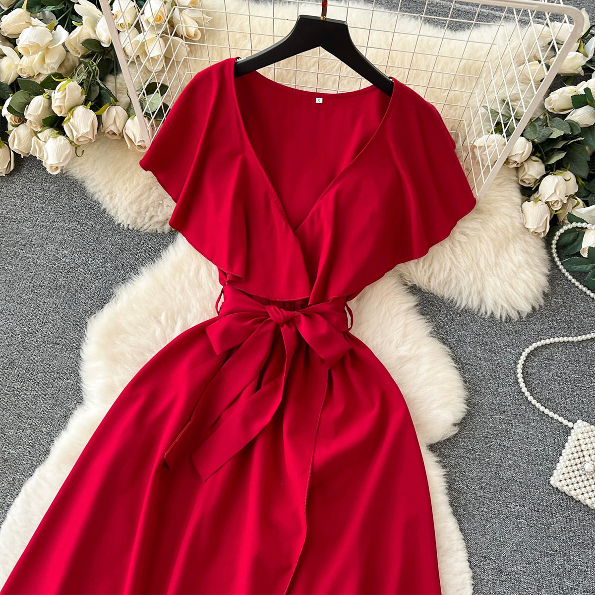 Cute V-neck Dress, A-line Fashion Dress RF0006
