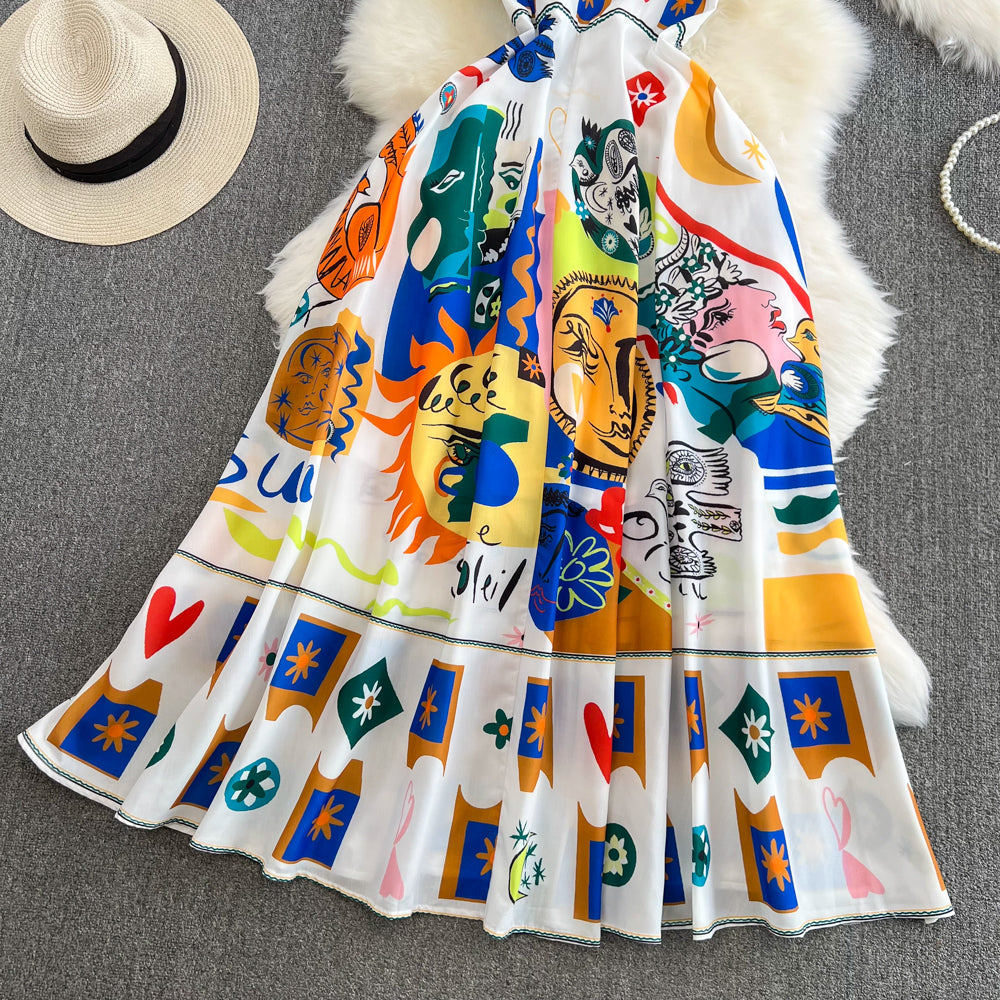Vibrant Abstract Print Summer Dress RF0002