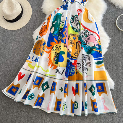 Vibrant Abstract Print Summer Dress RF0002
