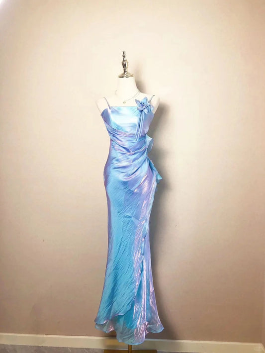 Vintage Prom Dresses 80s Mermaid Spaghetti Straps Lavender Sleeveless Floor Length Evening Formal Outfits RB4284