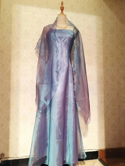 Vintage Prom Dresses 70s A Line Spaghetti Straps Lavender Sleeveless Evening Formal Outfits RB4317