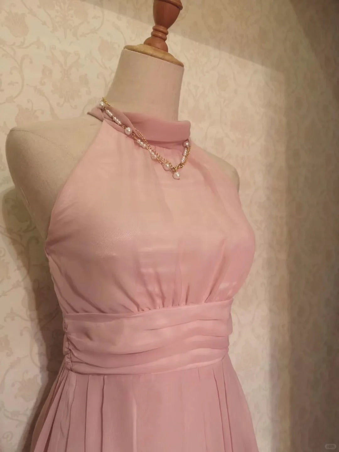 Simple A Line High Neck Pink Knee Length Senior Inspo Birthday 18th Party Outfits Homecoming Dresses RB3212