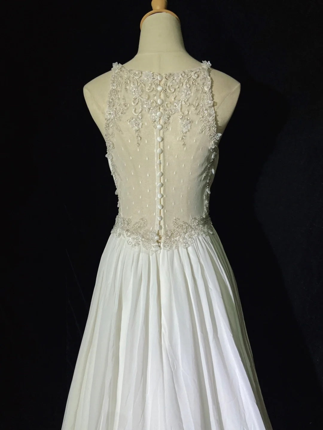 Robes de mariée romantiques ligne A en mousseline de soie avec cristaux perlés Robe de mariée longue blanche N3405